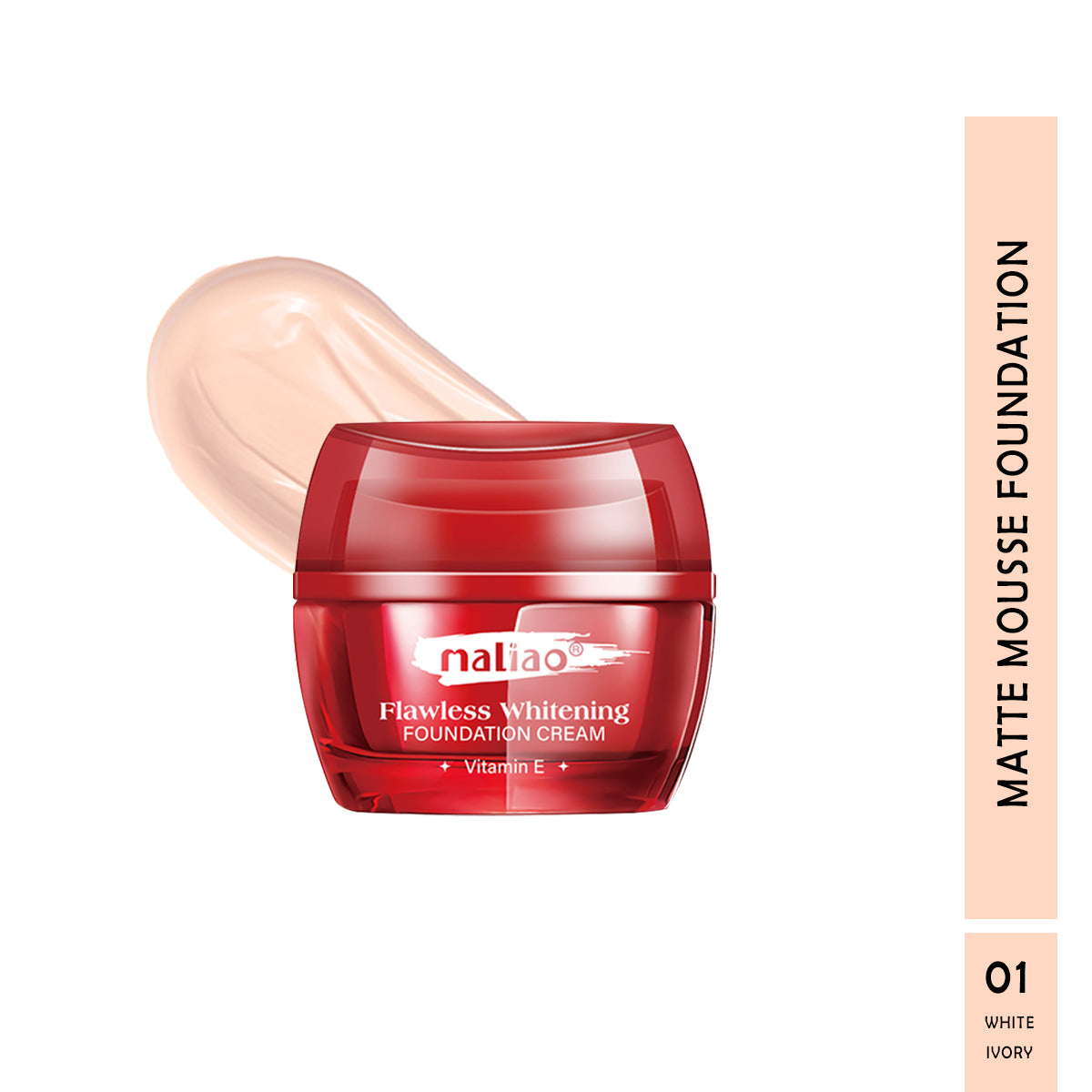 Maliao Flawless Whitening Foundation Cream with Vitamin E - Smooth Radiant Skin